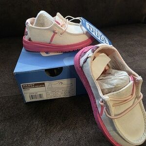 Hey Dude Wendy Toddler Hearts Shoes - Pink and Cream